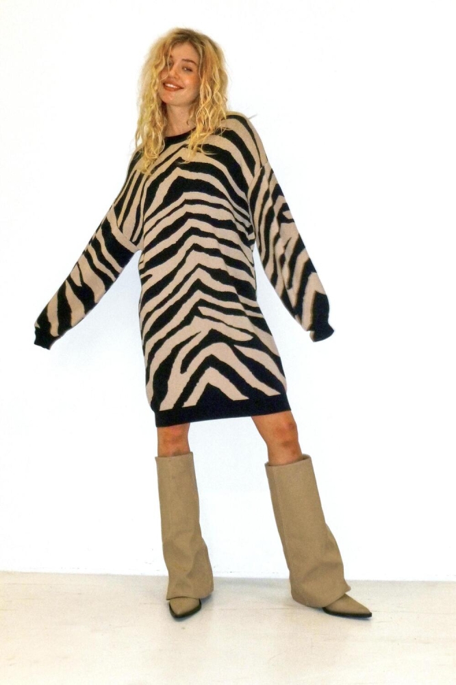 NMCHARLOTT L/S O-NECK KNIT DRESS FW 27032655 Black/NOMAD